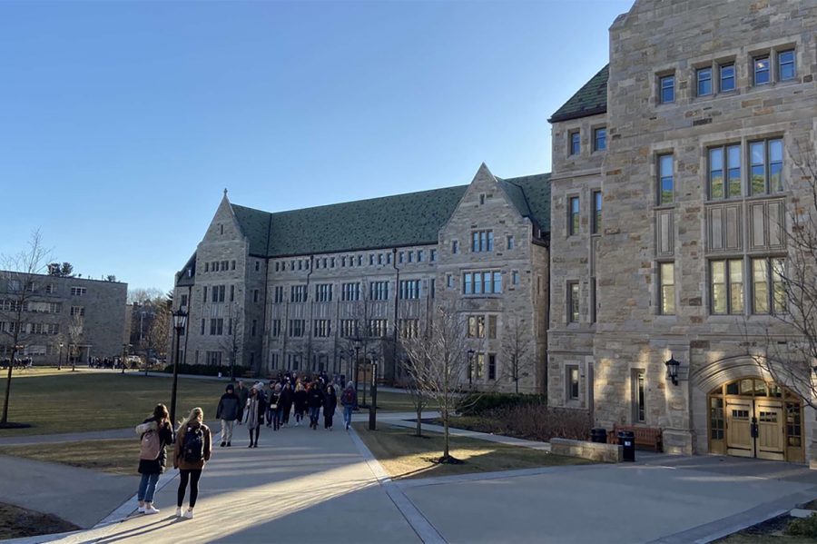 Elena Stathopoulos (’21) tours Boston College in February 2020. She visited the campus before the pandemic and subsequent shutdown of campus tours.