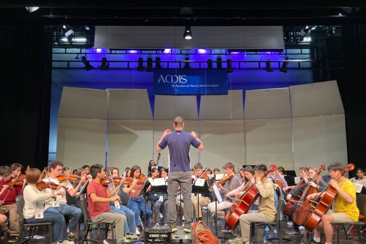 Students participate in the AMIS Honor Orchestra festival in Madrid, Spain April 22, 2023. The selected students for the Honor Orchestra Festival have prepared for months and will perform in the School Center.
