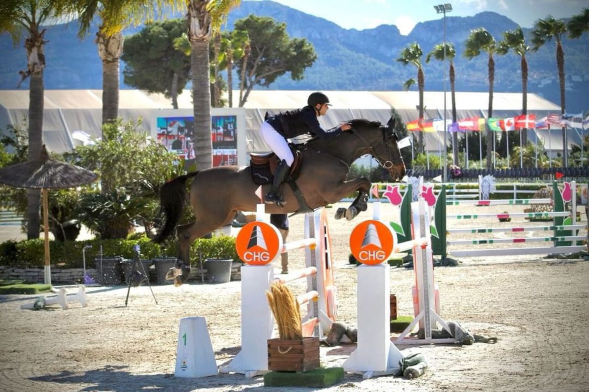 Noora von Bolow (’27) competes in the Mediterranean Equestrian Tour in Spain in March. Von Bolow had the highest speed but knocked the last fence down, resulting in a 14th place finish.