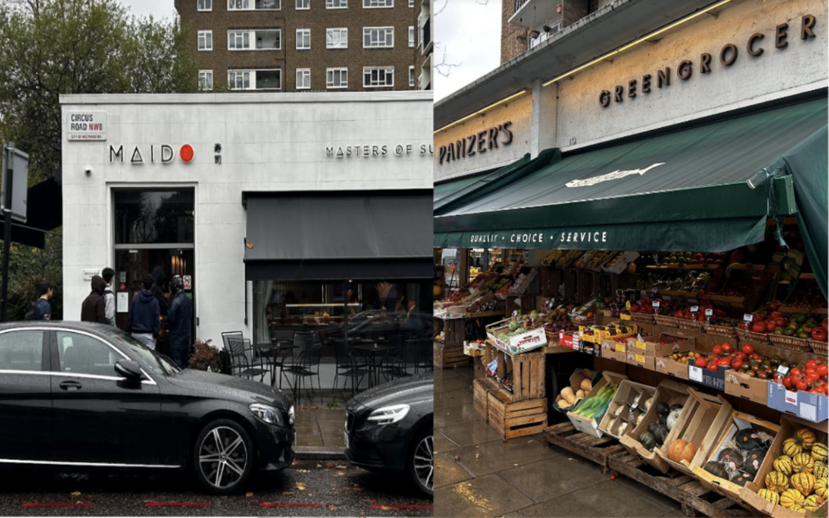 Panzers and Maido, two food stores on the St. Johns Wood High Street, compete for the business of High School students. 