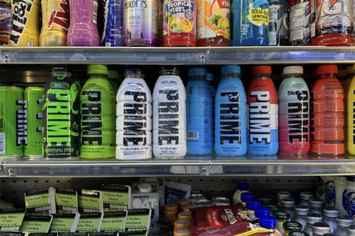 PRIME energy drinks sit on the shelves of a convenience store. The PRIME energy drink brand was launched in 2022 and has attracted several adolescents. 
